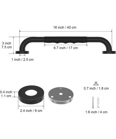 2 Pack 16 Inch Anti-Slip Matte Black Shower Grab Bars - Stainless Steel Bathroom Wall Mount Handrail for Safety Balance - Ideal for Elderly and Handicap Assistance - Buy Online on GoSupps.com