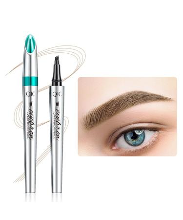 Liquid Eyebrow Pen Waterproof Eyebrow Pencil with a 4-Micro-Fork Tips Brow Pencil for Long Lasting Natural Brows Makeup (1# Light brown)