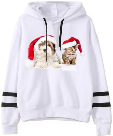 Bigfanshu Woman Dresses Christmas Print Hooded Long Sleeves Sweatshirt Pullover Tops Shirt - Buy Online on GoSupps.com