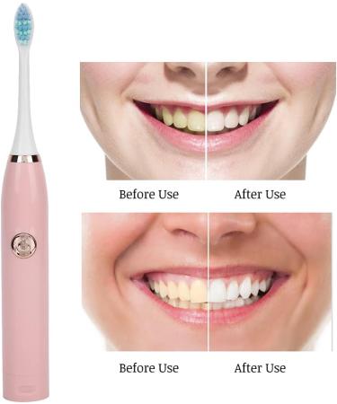Pink Waterproof Electric Toothbrush - Vibrating Soft Bristles Automatic Cleaning Interchangeable Heads for Adults - Buy Online on GoSupps.com
