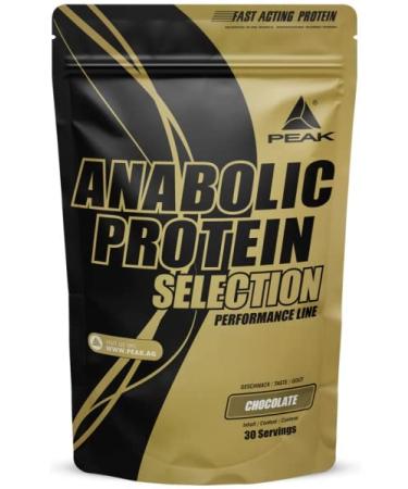 Peak anabolic protein selection - 900g taste chocolate i 30 portions i protein source: whey isolate concentrate hydrolyzate soy protein i added L -leucin i muscle structure