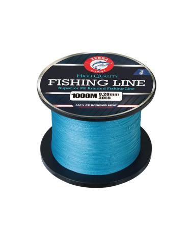 Zebra Fishing Superior Braided Fishing Line -Abrasion Resistant Ultra-Sensitive Super Tensile Strength Maximum Casting Distance Braided Lines  Thin Diameter  Zero Stretch  4 Strand PE Superline Sky Blue 10 LB (0.12mm)-328 Yds