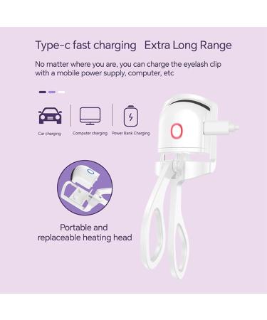 Tumuued Electric Eyelash Curler USB Charging Model Fast Heating Portable Eye Lash Perm Lasting Curling Thermal Eyelash Clip B Pink - Buy Online on GoSupps.com