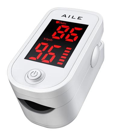  2023 AILE Pulse Oximeter Oxygen Monitor Finger Adults Accurate Fast Easy Larger Red Screen Blood Saturation Monitor with Lanyard Oxymetre Sats Monitor Oxygen Saturation Monitor Blood Oxygen Monitor
