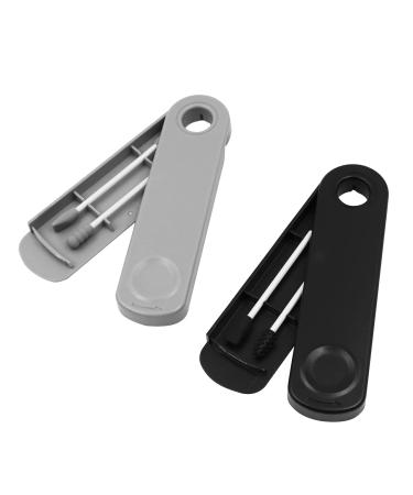 Voozo reusable cotton swabs washable portable silicone swab double tip silicone wattage swab for make-up ear cleaning beauty (black + gray) 2 pieces - Buy Online on GoSupps.com
