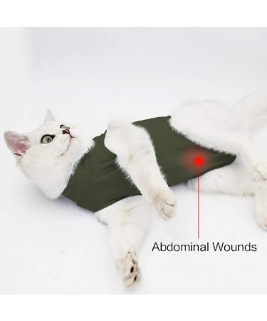 Ouuonno Cat Surgery Recovery Suit - Abdominal Wound & Skin Disease Pajama E-Collar Alternative for Cats & Dogs (Small Army Green) - Buy Online on GoSupps.com