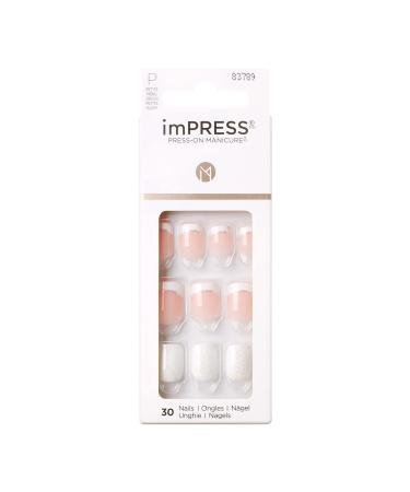 KISS imPRESS Press-On Manicure, Mini Me, Petite Length Square, with PureFit Technology, Includes Prep Pad, Mini File, Cuticle Stick, and 30 Fake Nails