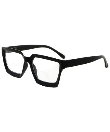Eyekepper Bifocal Reading Glasses Women - Stylish Bifocal Reading Glasses Clear Lens Oversized Frame Black 2.5 x