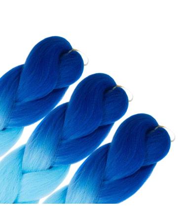 Jumbo Ombre Braiding Hair 3 Pack 24 Inch Synthetic Crochet Braids - Blue/Sky Blue - Buy Online on GoSupps.com