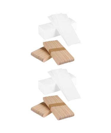 FRCOLOR 400 STK Wax Paper Waxhols Wax roller set Wax stripes Hair removal hair remover wooden wax sticks wooden sticks Face wax strips Wax removal stencil wooden