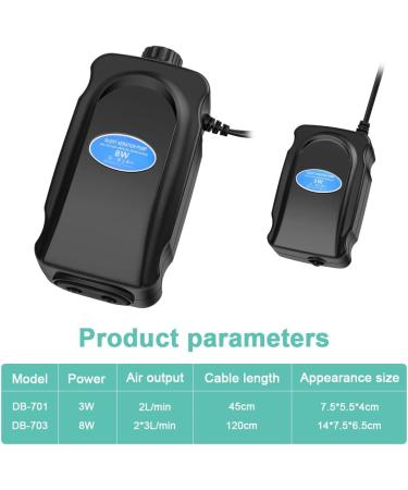 Flintronic Quiet Aquarium Air Pump - Oxygen Pump Kit with Hose & Air Stone for 5-300L Fish Tanks - Mini Rental 3W - Buy Online on GoSupps.com