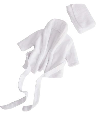 Ruspela Newborn Baby Costume Set - White Bathrobe & Towel for Photoshoots | Perfect Props for Infant Photography (0-1M) - Buy Online on GoSupps.com