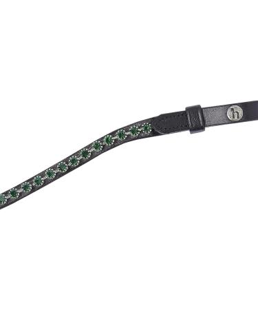 HORZE Noir Leather Bow-Shaped Horse Browband with Crystal Details - Black/Green - Horse - Buy Online on GoSupps.com