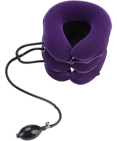 Cervical Neck Traction Device - Soft U-Shaped PVC Cushion with Air Pump for Spine Alignment & Chronic Neck Pain Relief | Purple - Buy Online on GoSupps.com