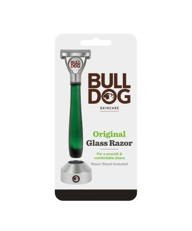BULLDOG SKINCARE - Original Green Glass Razor Smooth Glide Includes Razor Stand