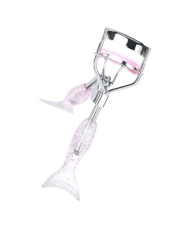 Zibeem Eyelash Curlers for Makeup Precision Fish Tail Shape Lash Curler with Comb Teeth Ergonomic Portable Makeup Supplies Beautiful Eyelash Tools for Girls Women Females Ladies A4 Chrome Plated With Pink Comb Pink Mermaid Hand