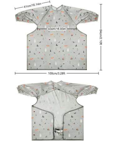 Vicloon Baby Bibs with Sleeves Coverall - Fox Grey | Waterproof Unisex Feeding Apron for Infant & Toddler 6 Months to 3 Years Old - Buy Online on GoSupps.com