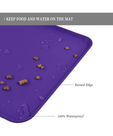 Reopet Silicone Pet Feed Mats - Waterproof Dog & Cat Mats with Elevated Edges 87x57 cm (1-Pack) Purple - Ideal for Mess-Free Feeding - Buy Online on GoSupps.com