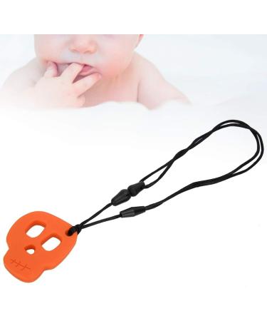 Silicone Sewing Ring for Teeth | Orange Skull Necklace - Safe Chewing Toy for Autism & Oral Motor Skills - Buy Online on GoSupps.com