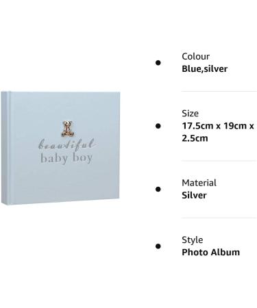 Widdop New Baby 50 6'x4' Photo Album with Silver Teddy Attachment - Baby Boy Photo Album - Buy Online on GoSupps.com