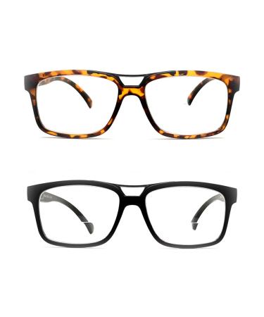 2 Pair Bifocal Reading Glasses for Men and Women Spring Hinges Clear Lenses Bifocal Reader(All Strength Available) 3