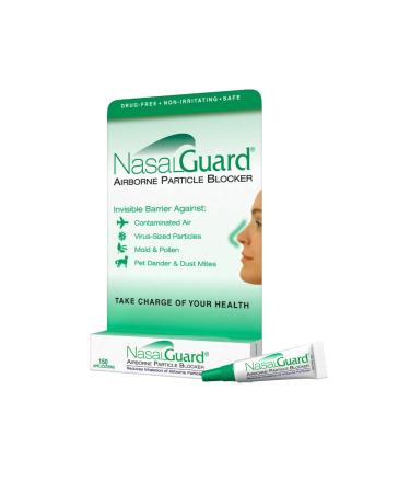 NasalGuard Allergy Relief and Allergen Blocker Nasal Gel - Drug-Free for Pollen Allergy Sufferers for Airplane Travel (Cool Menthol) - Over 150 Applications Per Tube (0.1 oz Pack of 1) 0.1 Ounce (Pack of 1) 0.1 Ounce Cool Menthol