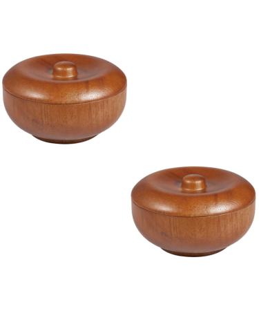 Beavorty 2 STK Razor soap Razor brush For men men's shaving brush Bubble suit shaving foam shaving shell with lid men shaving soap bowl facial soap man bamboo brownx2st 9.7x9.7 cmx2pcs