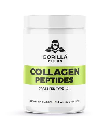Gorilla Gulps | Hydrolyzed Collagen Peptides | Grass Fed Type I & III | All Natural Non-GMO Hormone Free Gluten Free Lactose Free | Made in USA | 3rd Party Tested