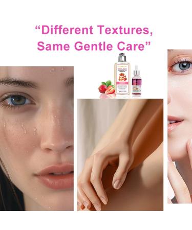 Amococo Body Care Duo: Strawberry Shortcake Body Oil (220ml) + 10% Fruit Acid Essence (30ml) | Moisturizing & Radiance-Boosting - Buy Online on GoSupps.com