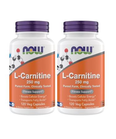 Now Supplements L-Carnitine 250 mg Purest Form* Amino Acid* Fitness Support* Metabolic Support 120 Vegetarian Capsules Gluten Free Vegan Kosher Non-GMO (Pack of 2)