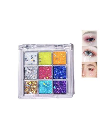 HADAVAKA Glitter Eyeshadow Palette Neon Eye Shadow Makeup 9 Color Eye Shadow Palettes For Stunning Palette Eye Glitter Makeup Glitter Shimmer Eye Make-up for Eyes Face Lips Body (03#)