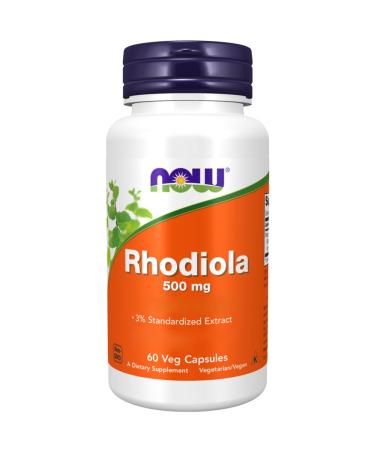 Now Foods Rhodiola 500mg 60 Vegan Capsules Lab Tested Vegan Gluten Free Soy Free Vegetarian
