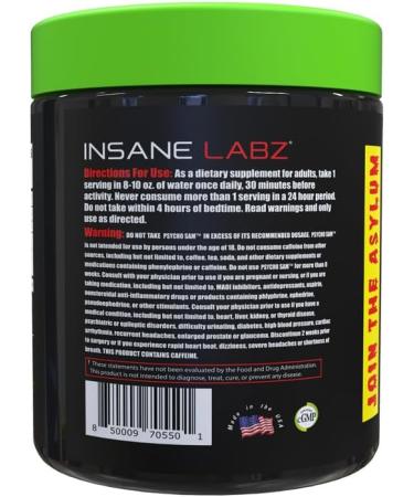 Insane Labz Psycho Sam High Stimulant Pre Workout Powder 30 Srvgs (30 Servings (Pack of 1) Fruit Punch Fruit Punch 9.1 Ounce (Pack of 1) - Buy Online on GoSupps.com