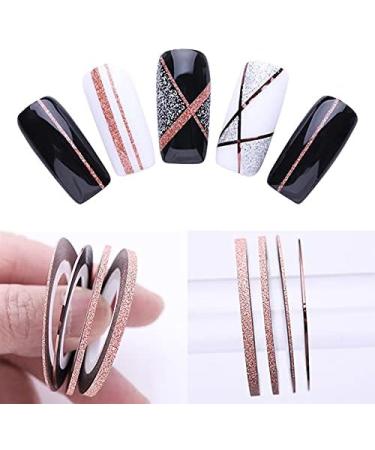 4 Rolls(One roll per size) Glitter Nail Art Striping Tape Lines Width 1+2+3mm-Striping Tape for Nail Art-Nail Striping Tape Foil-Nail Striping Tape Thick-Nail Striping Tape with Dispenser-Self-Adhesive DIY Nail Art Tape - Buy Online on GoSupps.com