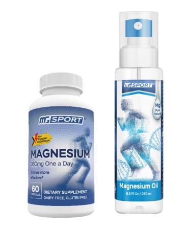 Magnesium High Absorption Supplement and Oil Spray Supports Muscle Function Sore Muscles Leg Cramps and Recovery