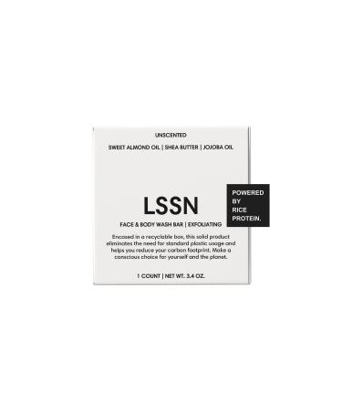 Face & Body Wash Bar | Exfoliating - Gentle Cleansing - Sweet Almond Oil Shea Butter Jojoba Oil - Vegan & Cruelty-Free - Fragrance-Free Plastic-Free - 3.4 Ounces