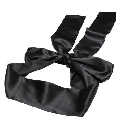 Black Satin Blindfold Eye Mask Smooth Ribbon Blindfold Soft Satin Eye Covers Adjustable Tie Blindfold Eyeshade Sleeping Mask for Home Travel