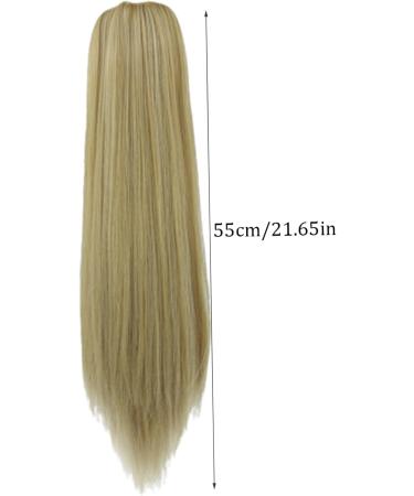 Ponytail Extension 22" Long Straight Wig Claw Clip Ponytail Extension Heat-Resisting Synthetic Fake Hair Pieces Diy Haircut for Women Girls Short and Less Hair (Blonde-27/613) - Buy Online on GoSupps.com