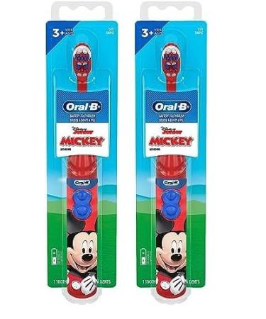 Oral-B Kid's Battery Toothbrush Featuring Disney's Mickey Mouse Soft Bristles for Kids 3+ (Pack of 2)