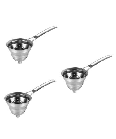 Zerodeko Oil Strainer Funnel Canning Funnel 3 Pcs Oil Spill Soy Sauce Stainless Steel Grease Filter Spoon Stainless Steel Funnel 25X9.1X8CMx3pcs Silverx3pcs