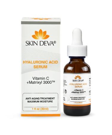 Skin Deva 1 oz Vitamin C + Hyaluronic Acid Serum + Matrixyl 3000 Anti Aging | Collagen Boost, Dark Spot Corrector, Anti Wrinkle | Facial Serum - Buy Online on GoSupps.com