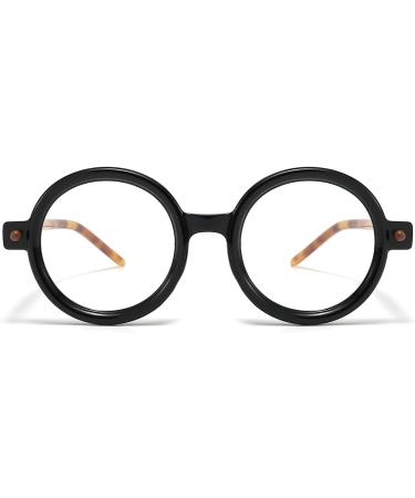 NIDOVIX Round Blue Light Glasses for Men & Women - Retro Circle Frame Non-Prescription Eyeglasses - Stylish Computer Glasses in Black/Tortoise - 48mm - Buy Online on GoSupps.com