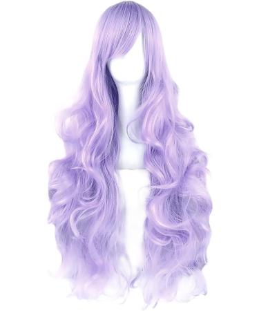 YEESHEDO 32 Long Wavy Curly Cosplay Wig with Bangs - Light Purple Synthetic Hair for Women & Girls - Heat Resistant Costume Wig for Anime Halloween Party - Buy Online on GoSupps.com