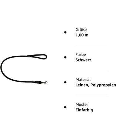 Premium Rope Dog Leash with Hand Loop - 10mm 27 Colors & 7 Lengths 1.00m Black - International Shipping Available - Buy Online on GoSupps.com