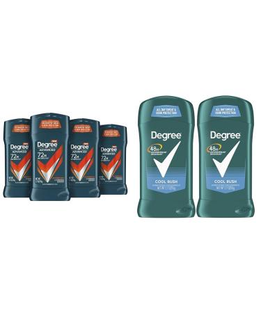 Degree Men Antiperspirant Deodorant Adventure 4 Count & Men Original Antiperspirant Deodorant for Men Pack of 2 48-Hour Sweat and Odor Protection Cool Rush 2.7 oz