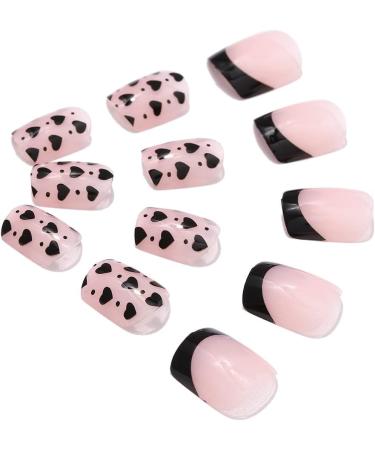 OnSaya Coffin False Nails French Short Press on Nails Black Heart Stick on Nails Pink Fake Nails 24pcs for Women and Girls 1 count (Pack of 1) Pink - Buy Online on GoSupps.com