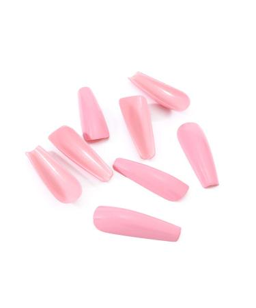 Brishow Long Ballerina False Nails - Pink Acrylic Press-On Nails | 24-Piece Full Cover Set for Women & Girls - International Shipping Available - Buy Online on GoSupps.com