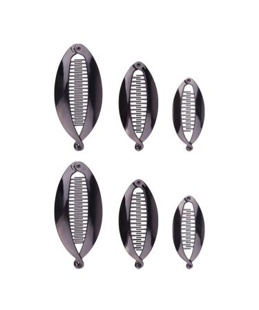 Solustre 6 pieces Banana Haircap Pereal Cock holder Harz Hair clip slide -resistant hair comb women girls girls hair accessories big medium small black - Buy Online on GoSupps.com