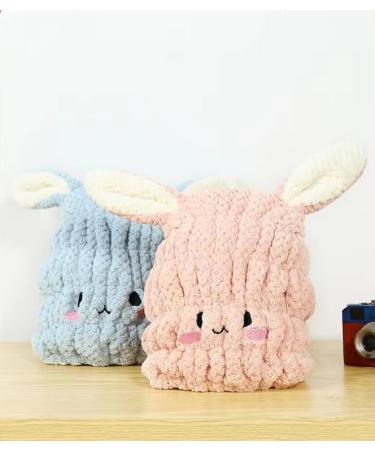 Microfiber Hair Towel Wrap for Kids & Women - 2 Pack Cute Quick Drying Rabbit Design | Soft Absorbent Hair Turban | Lightweight & Bouncy Bath Hat (Blue) - Ganfamao02 - Buy Online on GoSupps.com