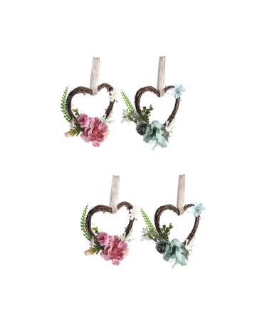 Zerodeko 4 Pcs Para De Mujer Interior Home Decoration Simulation Wreath Wicker Garland Christmas Rattan Wreaths Floral Wreath Heart Shape Garland Wedding Wooden Artificial Flower Car Door